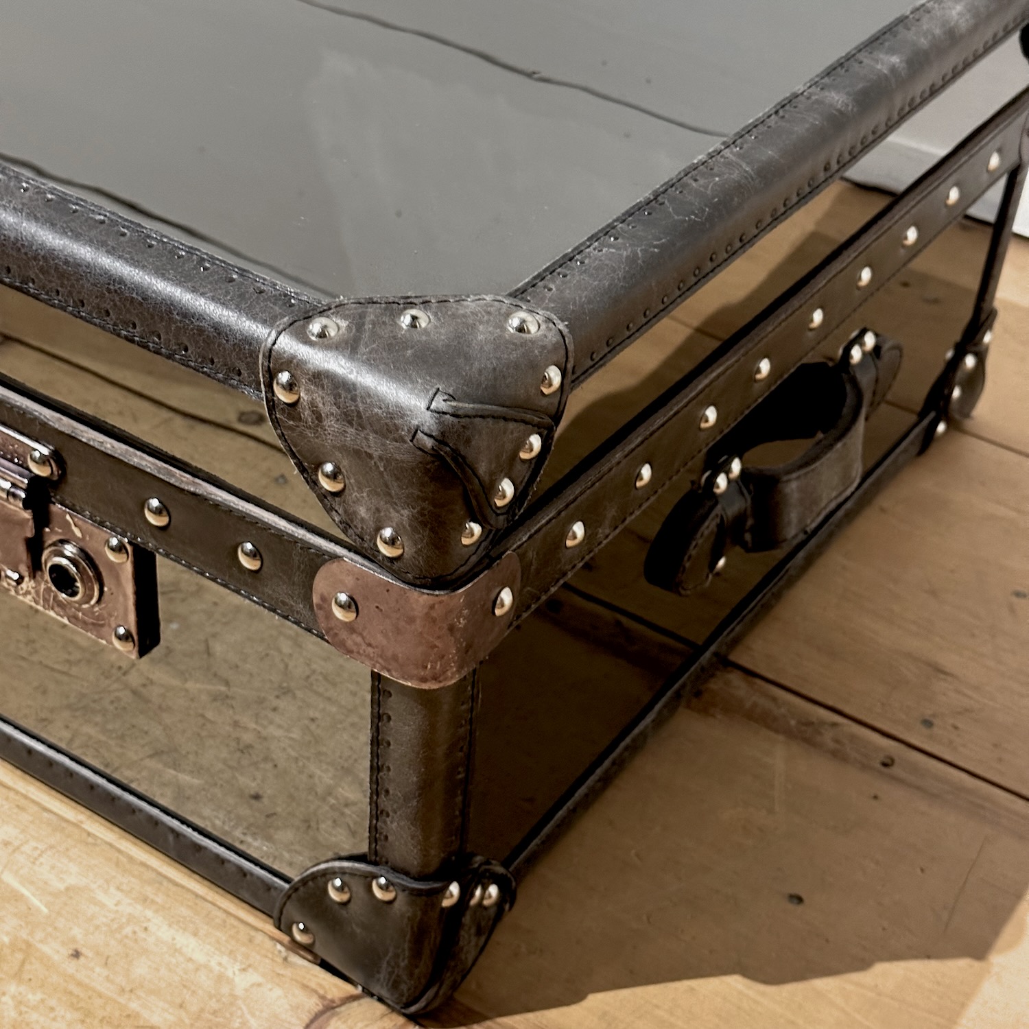 Restoration Hardware leather trunk coffee table